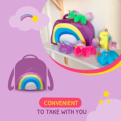 Unicorn Stuffed Plush Soft Animals Toys for Girls and Boys with Rainbow Bag Cute Animal Baby Toy Set for Kids age 4-8 with Surprise Egg Travel Size Christmas