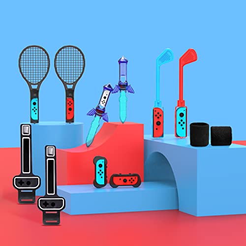 12 in 1 Switch Sports Accessories Bundle - 2024 Family Party Pack Game Accessories Set Kit for Nintendo Switch & OLED Sports Games