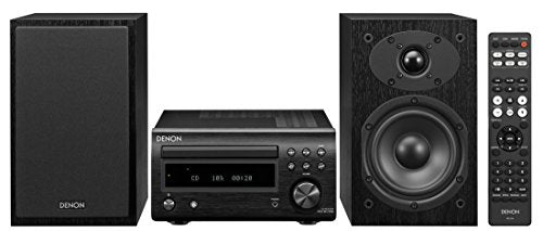 Denon Hifi System, CD Player with Speakers, Audio Receiver, Bluetooth, 2x30W + Subwoofer PreOut, FM Radio / DAB / DAB+ Tuner, 2x Digital Optical Input & 1x Headphone Output - Black