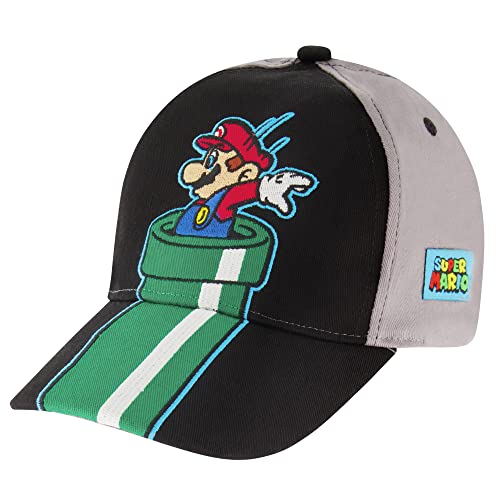 Nintendo Boys Super Mario Kids Hat, Size 4-7 Baseball Cap, Grey, Years