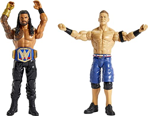 Mattel WWE Roman Reigns vs John Cena Championship Showdown Action Figure 2-Pack with Universal Championship, 6-inch