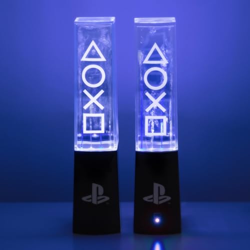 Paladone Playstation Liquid Dancing Lights, Two Sound Reactive Fountains (22 cm/8.7"), Powered by USB Cable, Gaming Desk Accessories