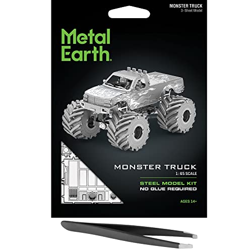 Fascinations Metal Earth Monster Truck 3D Metal Model Kit Bundle with Tweezers