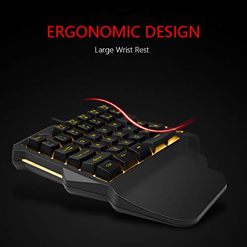 RedThunder One-Handed Gaming Keyboard RGB Backlit 35 Keys Portable Mini Gaming Keypad - Ergonomic Game Controller for PUBG LOL WOW DOTA2 - Computer Desktop PC Mac Gamer