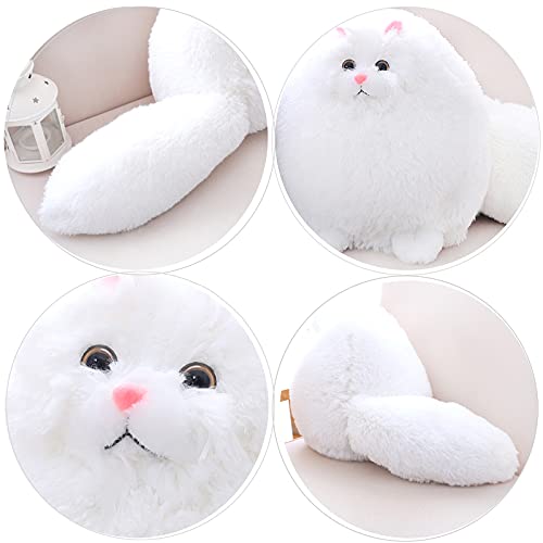 Winsterch Cuddly Cat Soft Toy Stuffed Cat Teddy Plush Animal Toy,Kids Birthday Baby Doll,White Cat Soft Toy (White, 30 CM)