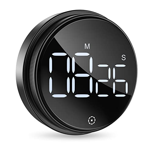 ORIA Home Kitchen Timer, 3 Inch Large LED Digital Timer, Magnetic Countdown Countup Timer for Classroom Fitness Teaching, 3-level Volume Alarm for Cooking/Study/Office/Exercise (Ridged Knob)