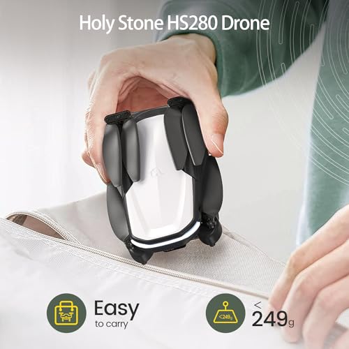 Holy Stone HS280 Foldable Drone with 1080P Camera for Adults and Kids, RC Quadcopter with Gravity Mode, Tap Fly, Voice and Gesture Control, Selfie, Altitude Hold, Headless Mode, 2 Modular Batteries