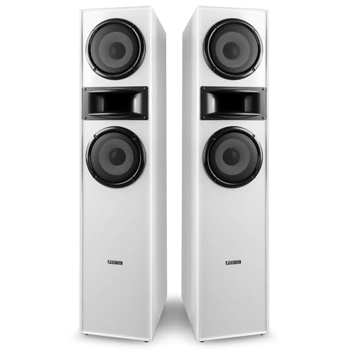 Fenton Floor Standing HiFi Tower Speaker System with AD200A Bluetooth Amplifier - SHF700W White