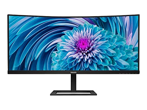 Philips Monitors 346E2CUAE - 34 inch WQHD Curved Monitor, 100Hz, 1ms, VA, USB-C Dock, Speakers , Height Adjust (3440 x 1440, 300 cd/m² HDMI / DP / USB-C)