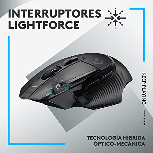 Logitech G G502 X LIGHTSPEED Wireless Gaming Mouse - Optical mouse with LIGHTFORCE hybrid optical-mechanical switches, HERO 25K gaming sensor, compatible with PC - macOS/Windows - Black