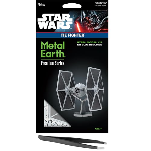 Fascinations Metal Earth Premium Series Star Wars Tie Fighter 3D Metal Model Kit Bundle with Tweezers