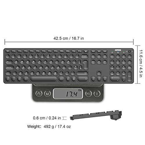 Arteck 2.4G Wireless Keyboard Ultra Slim Full Size Keyboard with Numeric Keypad and Media Hotkey for Computer/Desktop/PC/Laptop/Surface/Smart TV and Windows 10/8/ 7 Built-in Rechargeable Battery