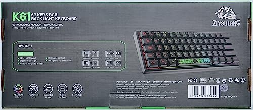 LexonElec K61 Pro - UK Layout Gaming Keyboard 60 percent Mini RGB Illuminated LED Light up - White and Green Mixed key colour caps colorful - USB Mechanical Feel Aesthetic for PC Laptop MAC ps4