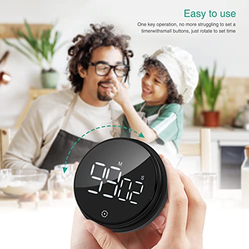ORIA Home Kitchen Timer, 3 Inch Large LED Digital Timer, Magnetic Countdown Countup Timer for Classroom Fitness Teaching, 3-level Volume Alarm for Cooking/Study/Office/Exercise (Ridged Knob)