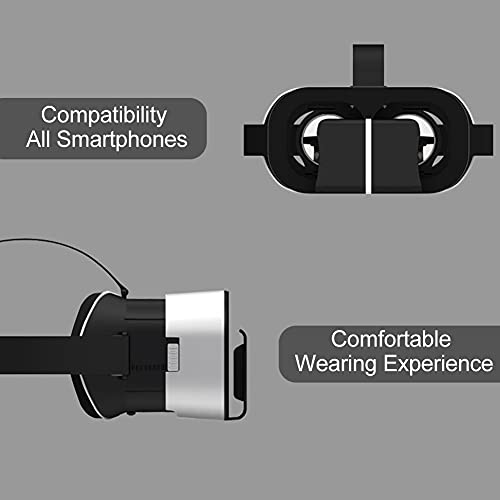 Jiakalamo VR Headset Universal Virtual Reality Goggles - Play Your Best Mobile Games 360 Movies with Soft & Comfortable New 3D VR Glasses with Controller(VR headset+handle)