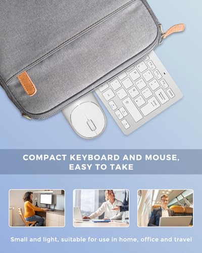 seenda Small Wireless Keyboard and Mouse Set, 2.4G Ultra Slim Portable Compact Cordless Keyboard & Mouse Combo UK QWERTY Layout for PC Computer Laptop Desktop - Home/Office/Travel, White and Silver