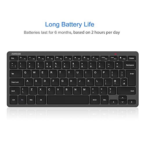 Arteck 2.4G Wireless Keyboard Ultra Slim and Compact Keyboard with Media Hotkeys for Computer Desktop PC Laptop Surface Smart TV and Windows 11/10/8/7, Black