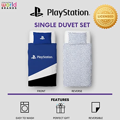 Character World PlayStation Official Single Duvet Cover Set, Banner Design | Reversible 2 Sided Bedding Cover Official Merchandise Including Matching Pillow Case | Gaming Single Bed Quilt | Polycotton