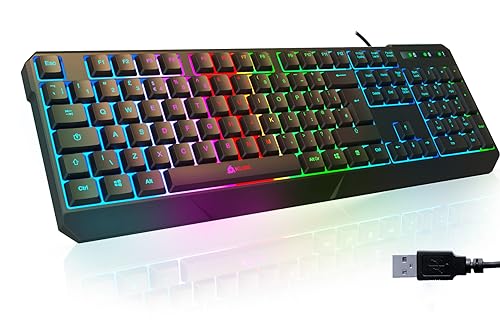 KLIM Chroma Gaming Keyboard Wired USB - NEW 2024 - Durable Ergonomic Waterproof Silent Keyboard - 2 ms Response Time - Backlit Keyboard for PC Mac PS4 PS5 Keyboard - Black