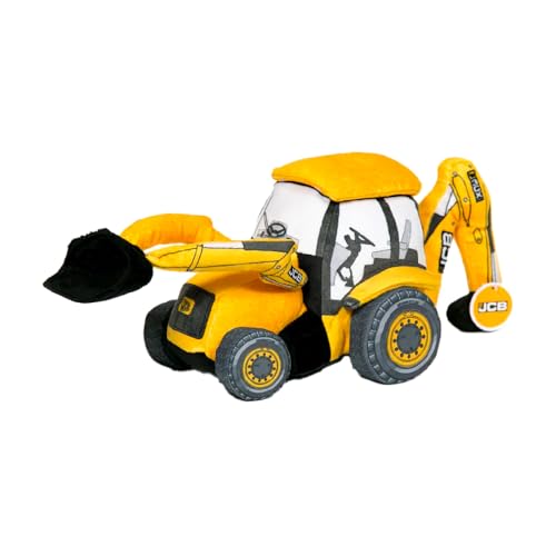 Officially Licensed JCB Backhoe Soft Toy - Cute Plush Toy for Kids and Collectors - Iconic Construction Vehicle