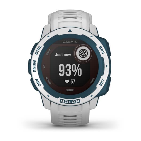 Garmin Instinct SOLAR SURF, Rugged Surf Smartwatch with Tide Data, Dedicated Surfing Activity Features and Solar Charging, Cloudbreak