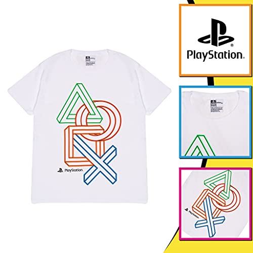 Playstation 3D Icons T-Shirt, Kids, 5-15 Years, White, Official Merchandise