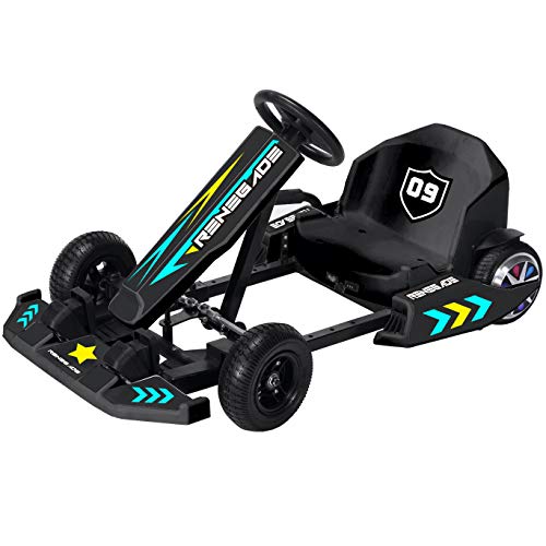 Renegade Edge 36V Electric Ride On Go Kart with Lithium-ion Battery (Black) | OutdoorToys | LED Lights In Rear Wheels, Heavy Duty Frame, Adjustable Riding Positions