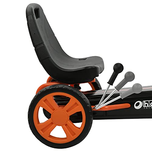 Hauck Speedster Pedal Go Kart, Orange - for Children 4-8 Years, Up to 50 kg, Handbrake, 3 Seat Adjustments