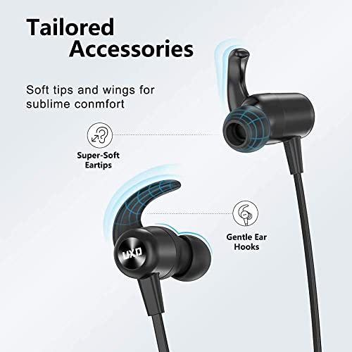 UXD Bluetooth Headphones, Upgraded Wireless Headphones with CVC8.0 Mic, 20Hrs Playtime, IPX7 Waterproof, Bluetooth 5.0, Magnetic In-Ear Earbuds for Running,Cycling,Gym