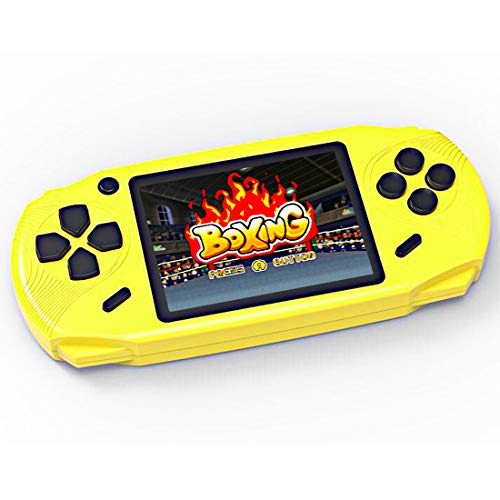 Bornkid 16 Bit Handheld Game Console for Kids and Adults with Built in 100 HD Puzzle Video Game 3.0'' Large Screen Senior Electronic Handheld Games Children Birthday Gift (Yellow)