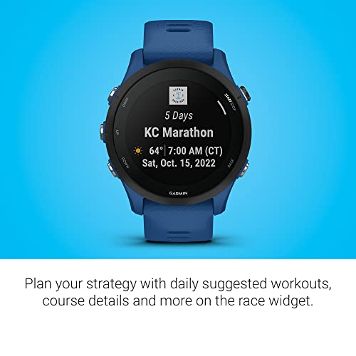 Garmin Forerunner 255 Easy to Use Lightweight GPS Running Smartwatch, Advanced Training and Recovery Insights,Safety and Tracking Features included, Up to 12 days Battery Life, Tidal Blue