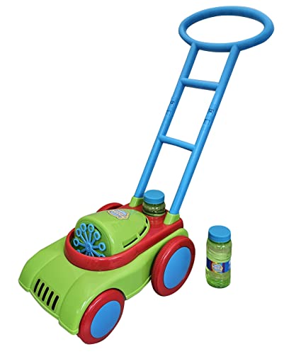 Bubble Mania Bubble Lawn Mower Toy - Friction Powered, No Batteries Required - Bubble Mower For Kids - Kids Garden Toys - Kids Toy Bubble Lawnmower - Toddler Outdoor Garden Toys For 2 Year Olds Plus