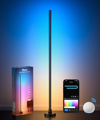 Ydene Smart LED Floor Lamp RGB Corner Light Mood Lighting with Alexa Google Assistant WiFi APP Colour Changing Standing Lamp with Tuya Music DIY Mode for Living Room Bedroom Gaming Room Decoration