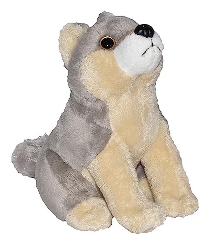 Wild Republic Wild Calls Wolf, Authentic Animal Sound, Stuffed Animal, 8 Inches, Gift for Kids, Plush Toy, Fill is Spun Recycled Water Bottles