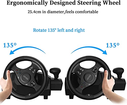 NBCP Gaming Steering Wheel, 270° Xbox Steering Wheel with Pedals, PS4 Steering Wheel, Vibration Feedback, Driving Force Racing Wheel for PC, Xbox 360, Xbox One, Xbox Series X, PS3, Switch, Android