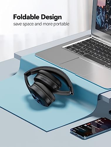 TeckNet Bluetooth Headphones Over Ear, 65 Hours Playtime and 3 EQ Modes Wireless Headphones Over Ear, Built-in Mic & HiFi Stereo, Lightweight, Foldable Wireless Headphones for Travel/Work/Phone/PC