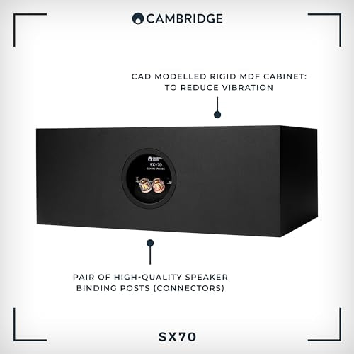Cambridge Audio SX70 - Single Passive Wired Centre Speaker for Home Cinema System - Optimised for Smooth and Even Frequency Response - Matte Black
