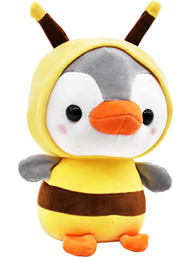 Tomicy Bumble Bee Soft Toy Plush Bee Plushie Penguin Stuffed Toy Soft Bee Penguin Plush Toy Cute Bumblebee Beetle Squishy Soft Plush Toy Cartoon Plush Stuffed Toy for Gifts Car Home Decoration 25 CM