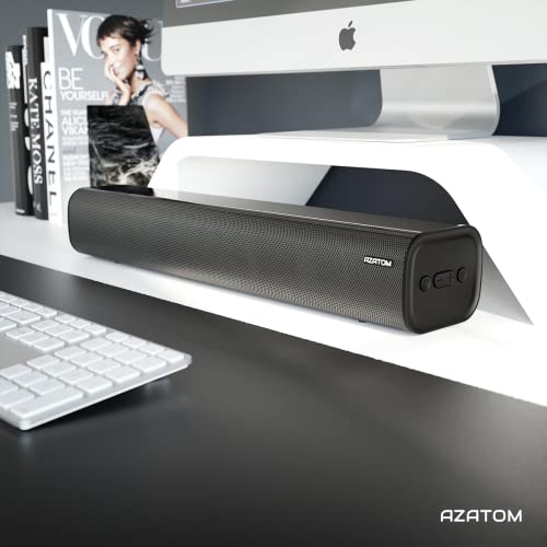 AZATOM Studio Pulse Soundbar, 100 Watts Home Theatre Speaker Built-in Dual Subwoofer ports, 3D Surround Sound, LED Display, Remote Control, Wall Mountable, Bluetooth wireless, Optical, AUX, RCA, USB