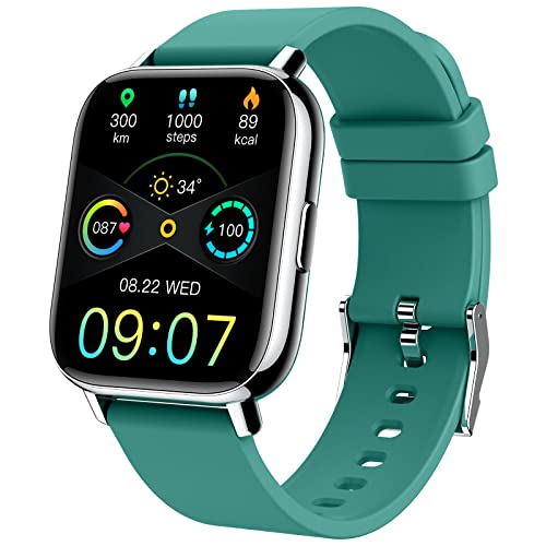 Smart Watch, Fitness Tracker 1.69" Touch Screen Heart Rate Sleep Monitor, IP68 Waterproof Fitness Watch, 24 Modes, Pedometer Step Activity Trackers Smartwatch for Men Women for Android iOS Cyan