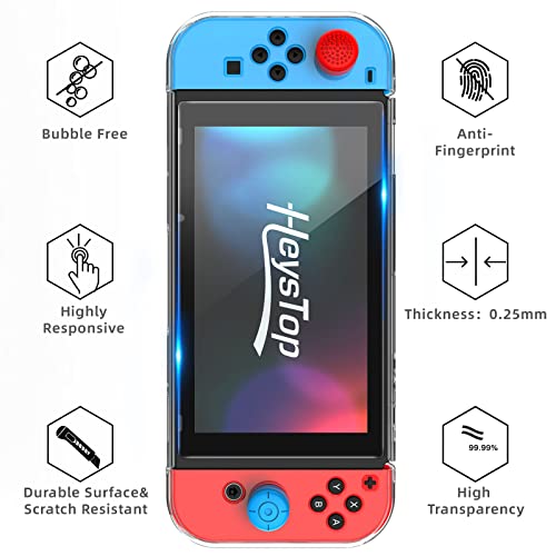 HEYSTOP Case Compatible with Nintendo Switch Carry Case Pouch with Switch Cover Case HD Switch Screen Protector Thumb Grips Caps for Nintendo Switch Console Accessories