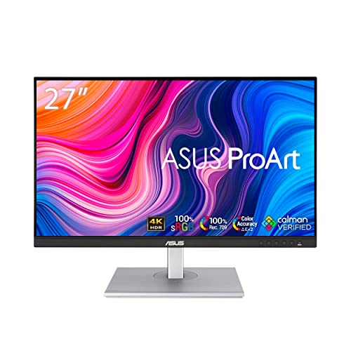 ASUS ProArt Display PA279CV Professional Monitor - 27-inch, IPS, 4K UHD (3840 x 2160), 100% sRGB, 100% Rec. 709, Color Accuracy ΔE ( 2, Calman Verified, USB-C, ProArt Preset & Palette