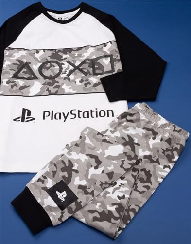 PlayStation Pyjamas For Boys | Kids Camo T Shirt With Trousers Gamer PJs | Console Controller Gamepad Merchandise