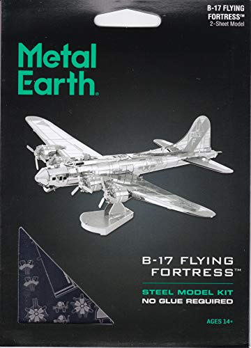 Fascinations MMS091 Metal Earth 502489 - B-17 Flying Fortress Laser Cut 3D Construction Kit Model Kit Metal Puzzle 3D Metal Model 2 Metal Boards from 14 Years