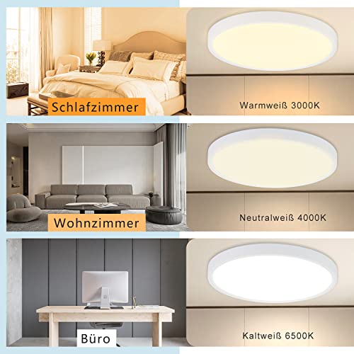 CBJKTX 36 W Ceiling Light LED Ceiling Light Colour Changing - Dimmable Bedroom Lamp with Smart RGB Backlight Panel Flat Round via Remote Control App for Living Room Bedroom Children's Room