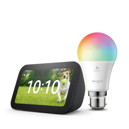 Echo Show 5 (3rd generation) | Charcoal + Sengled LED Smart Light Bulb (B22), Works with Alexa - Smart Home Starter Kit