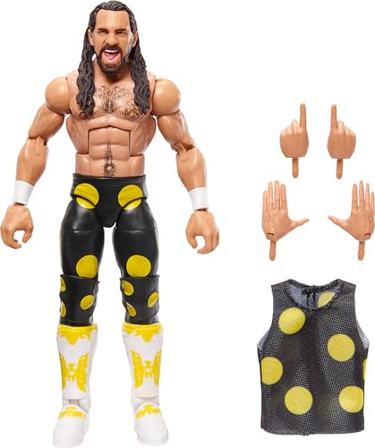 Mattel WWE Top Picks Elite Action Figure & Accessories Set, Seth Rollins 6-inch Collectible with Swappable Hands, Ring Gear & 25 Articulation Points, HTX72