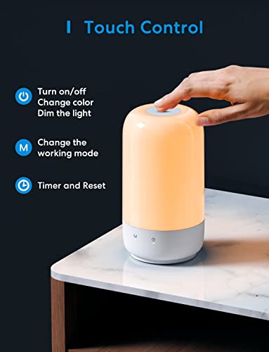 meross Smart Table Lamp, WiFi Lamp Support Apple HomeKit Alexa Google Assistant SmartThings, Bedroom Touch Lamp RGBWW Colour Voice Remote app Control (2.4GHz WiFi Only)
