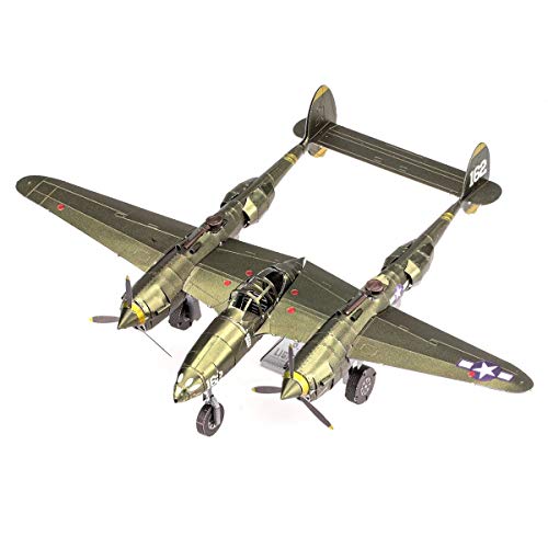 Metal Earth Fascinations Premium Series P-38 Lightning 3D Metal Model Kit Bundle with Tweezers