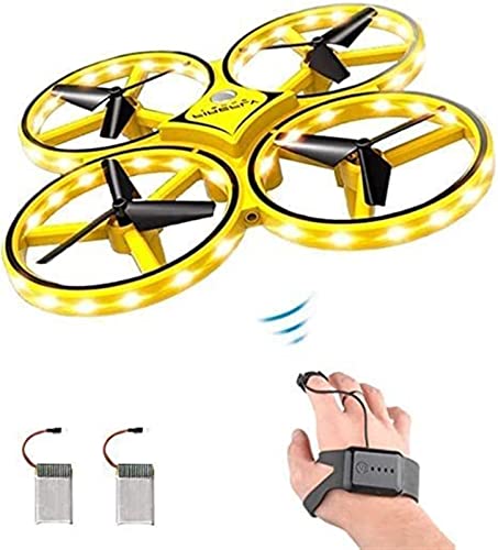 Gesture Control Drone Rc Quadcopter Aircraft Hand Sensor Drone with Smart Watch Controlled, 360° Flips, Led Light, 3 Modes, USB Cable, for Birthday Gifts New Year's Gifts